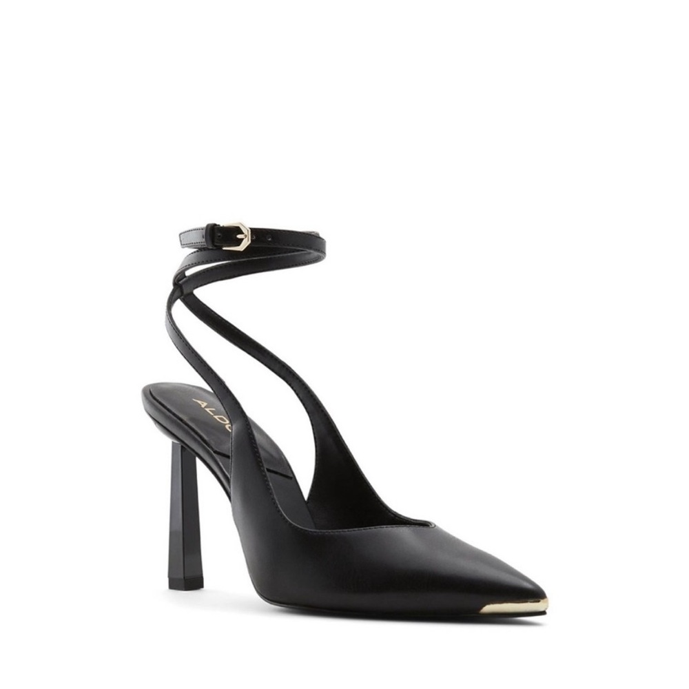 Aldo Black Heels with Gold Accent